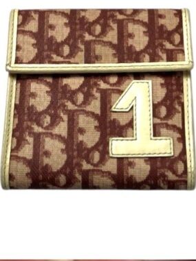 Christian Dior Trotter Wallet Bordeaux canvas with leather trim, comes with COA
